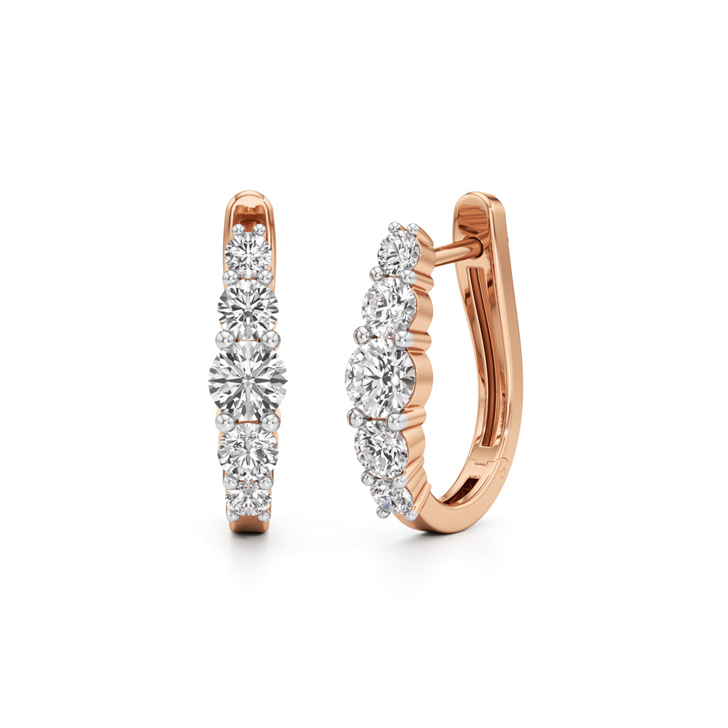 Graduated Five-Stone Diamond Huggie Earrings