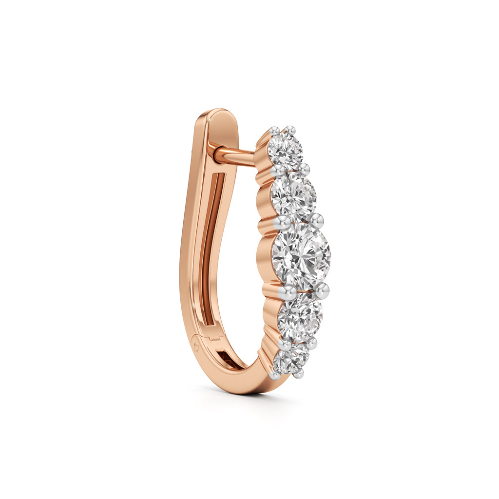 Graduated Five-Stone Diamond Huggie Earrings