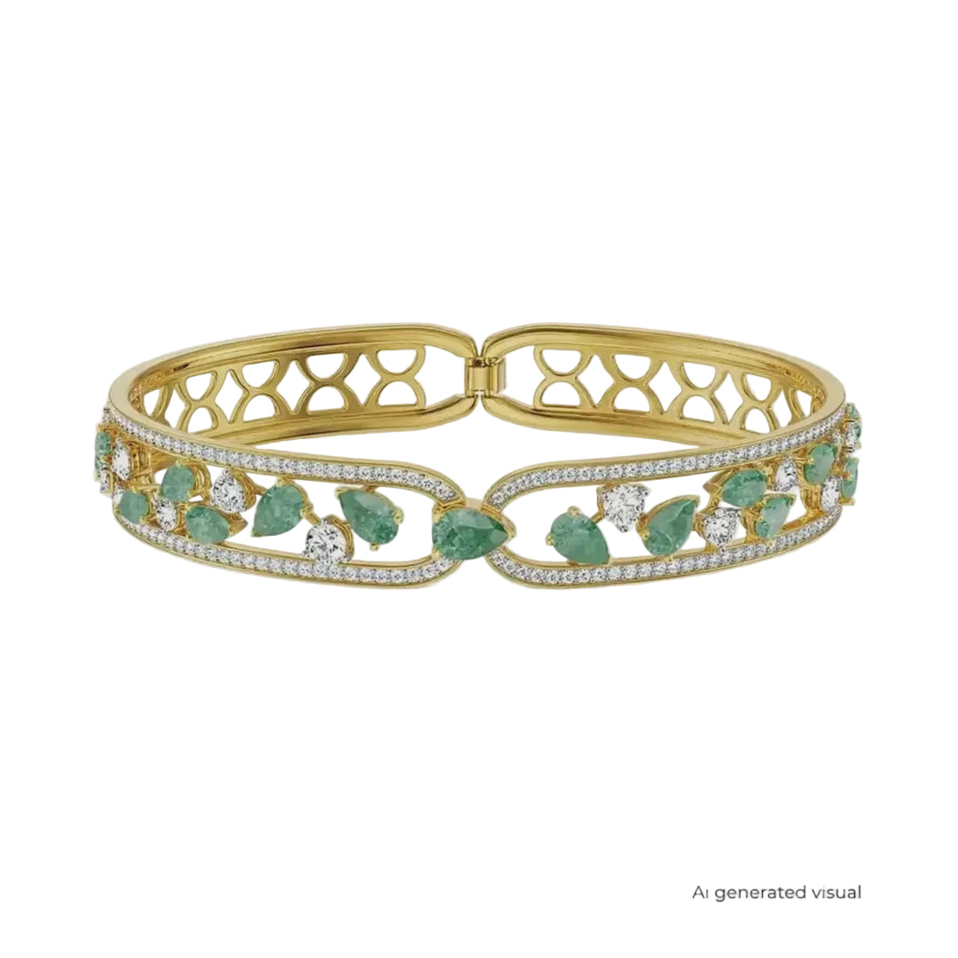 Verdant Crown Emerald Lab Diamond Bracelet