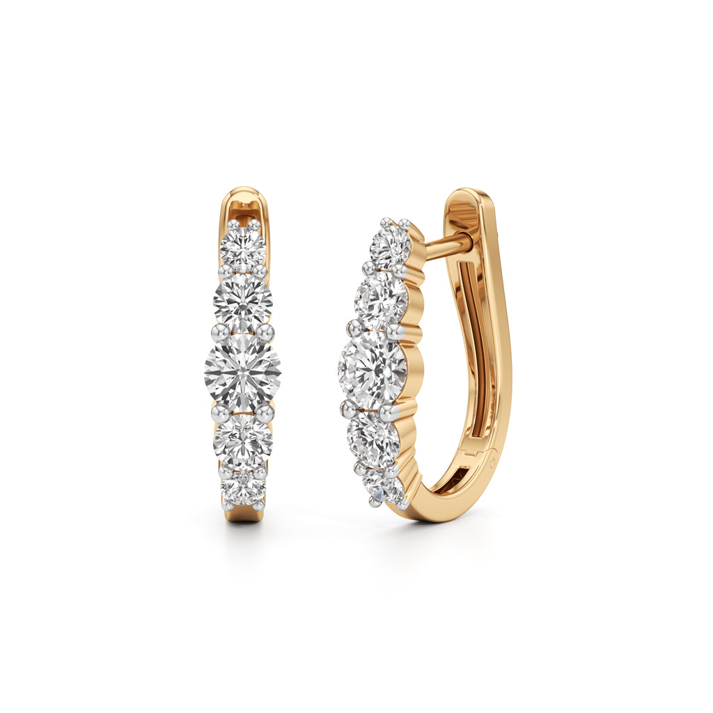 Graduated Five-Stone Diamond Huggie Earrings