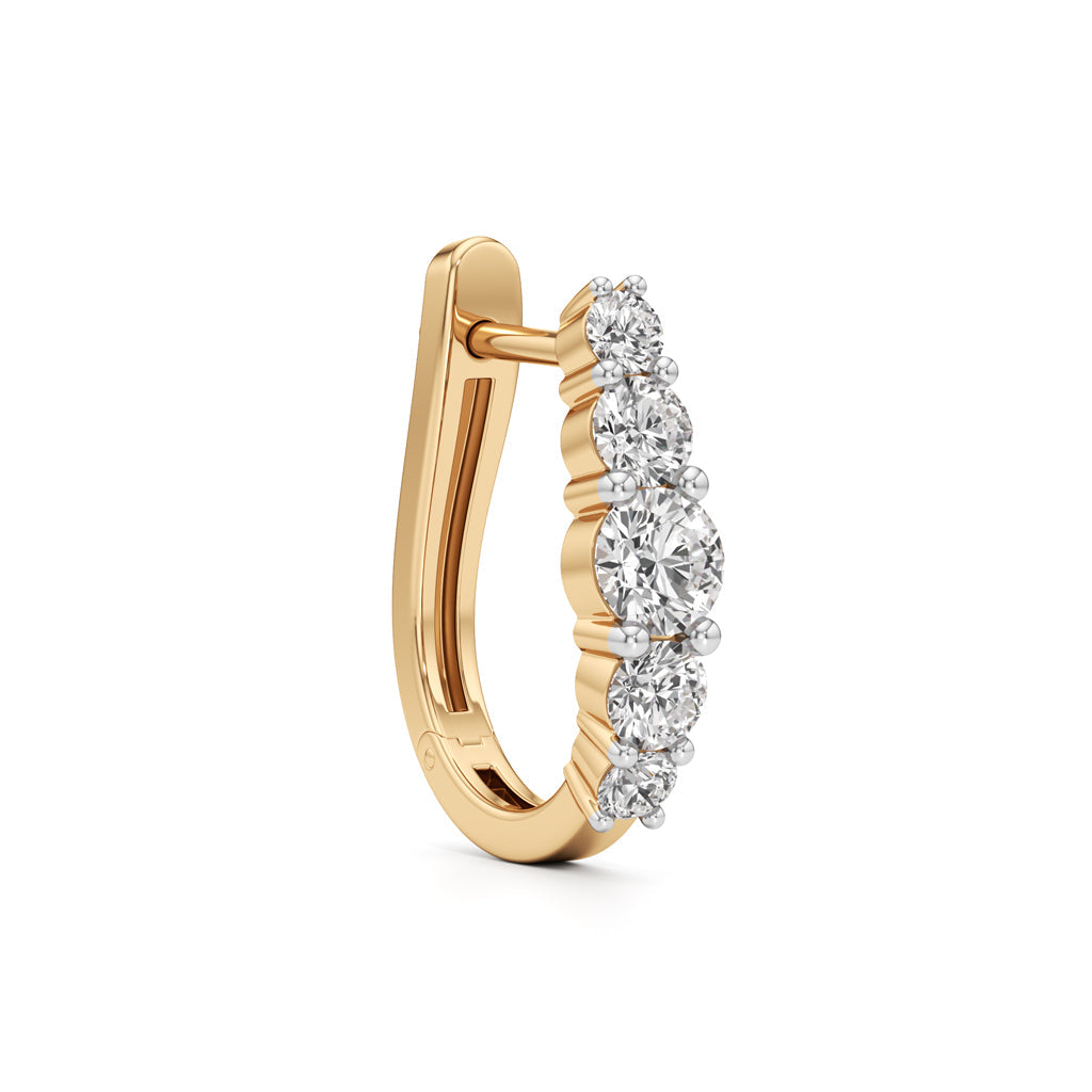 Graduated Five-Stone Diamond Huggie Earrings