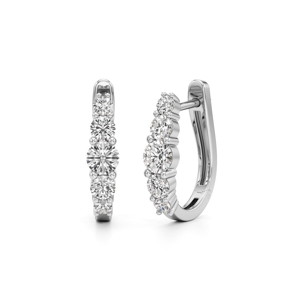Graduated Five-Stone Diamond Huggie Earrings